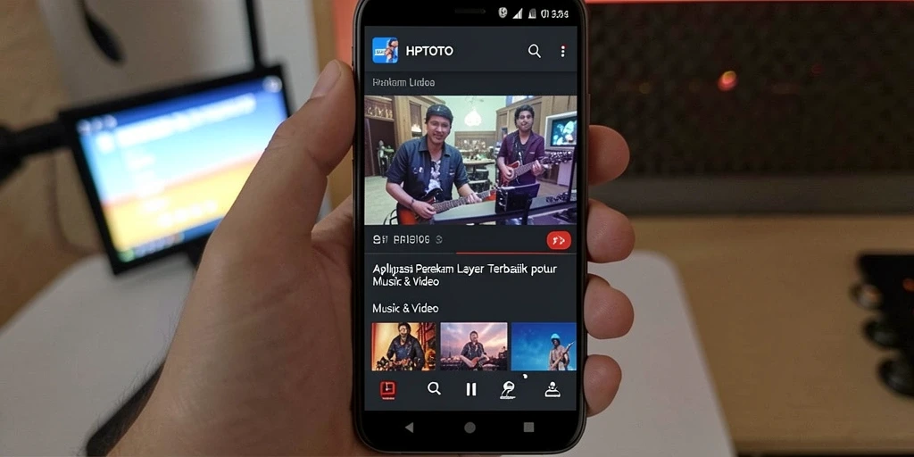 Screenshot HPTOTO menunjukkan antarmuka pengguna saat merekam layar.