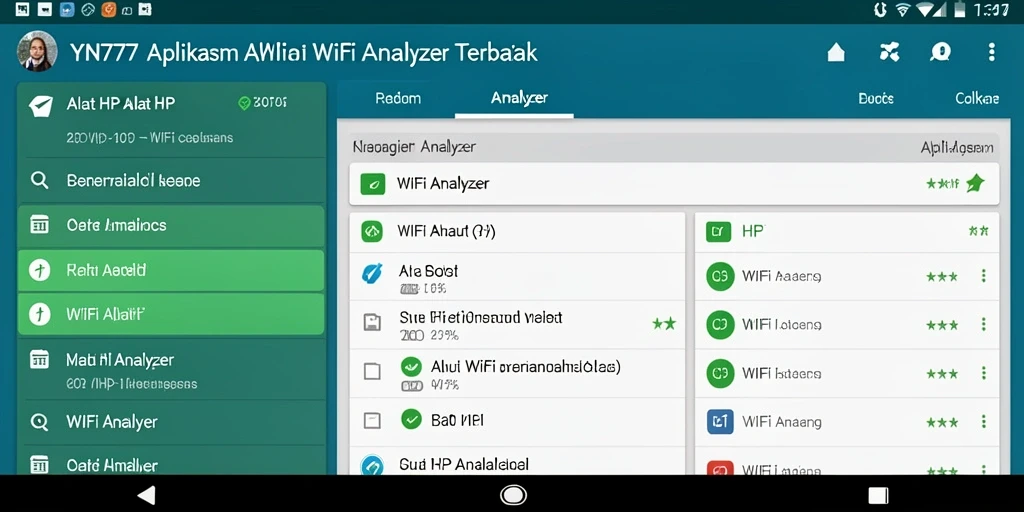 Antarmuka intuitif aplikasi YN777 menampilkan analisis jaringan WiFi yang mendetail.