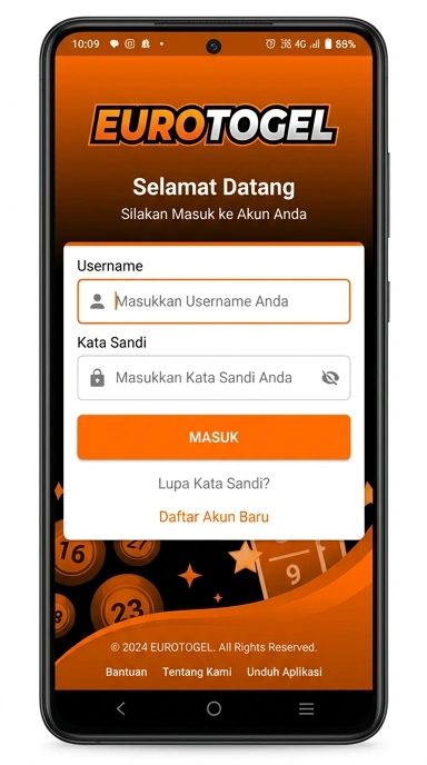 Tampilan halaman login eurotogel