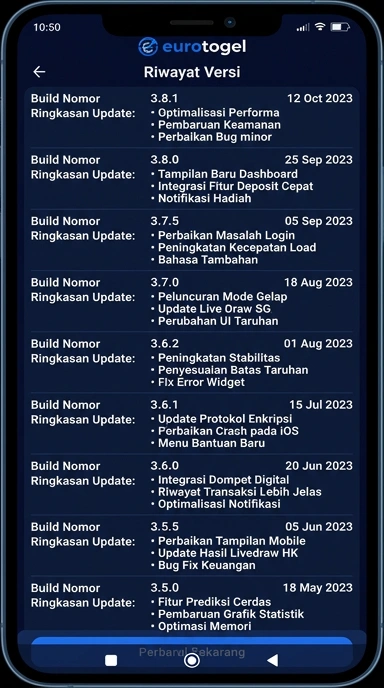 Tampilan riwayat versi eurotogel
